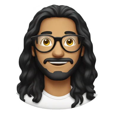 long black hair guy with circle eyewear sticker