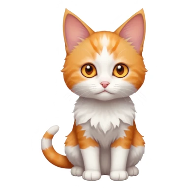 full body of very small + skinny ginger and white kitten with deep orange eyes and triangular shaped face sticker