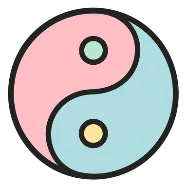 little alchemy style icon
subject: tao
border: medium-black
shape: round, circular
background: white
style: full color fill with medium black outlining sticker