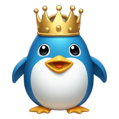 kawaï blue pudgy penguin wearing a golden crown sticker