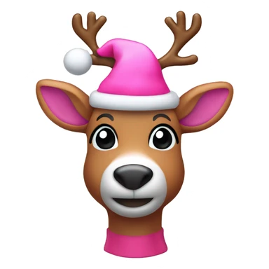 Pink Rudolph reindeer with lighted noise and Christmas hat sticker