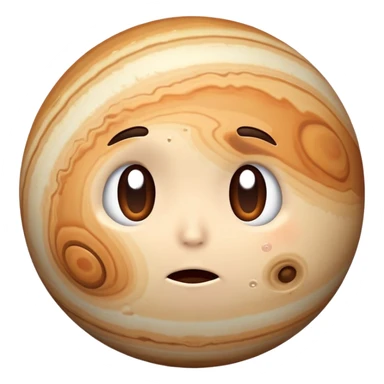 Jupiter planet with a cute sad face, teary eyes sticker
