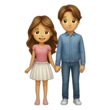 a boy with curtains kisses a girl with long hair. sticker