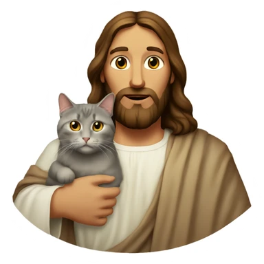 Cross eyed Jesus with an obese cat  sticker