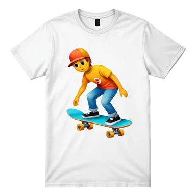 graphic tee shirt with a skateboard design sticker