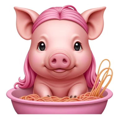   renaissance monalisa pig with pink spaghetti background  sticker