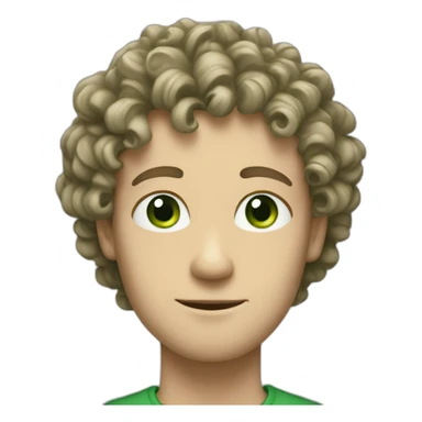 white man with green eyes and curly hear , sticker