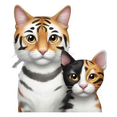 1 black and white cat and 1 tiger cat sticker