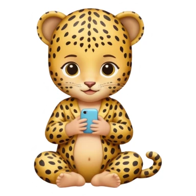 human baby with leopard patterned clothes sticker