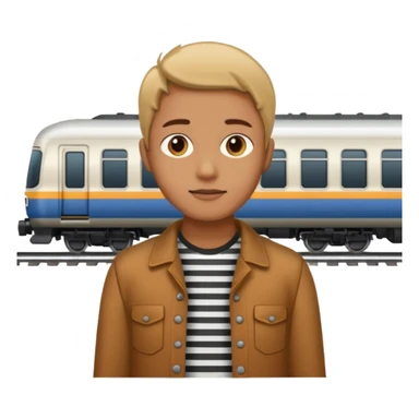 train moving behind a person sticker