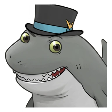 Shark with a top hat sticker