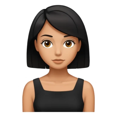 black short shoulder length hair tanned woman, black dress girly things sticker