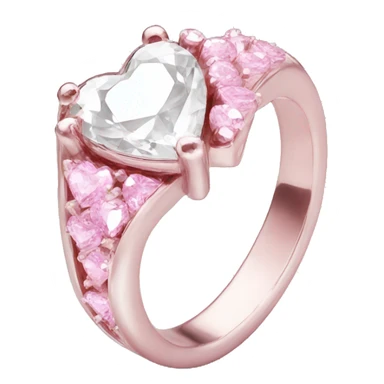 Diamond silver  ring light pink heart sticker