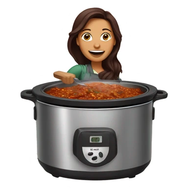 Dark red hair Mexican woman cooking Birria in a crock pot sticker