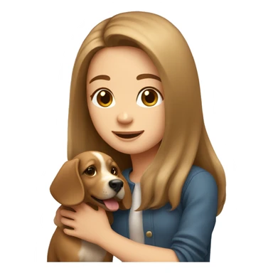long light brown hair girl playing with her dog  sticker