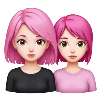 a pink hair girl and a black hair girl sticker