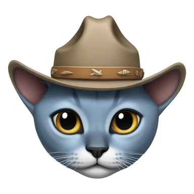 Fat blue Siamese cat cowboy hat sticker