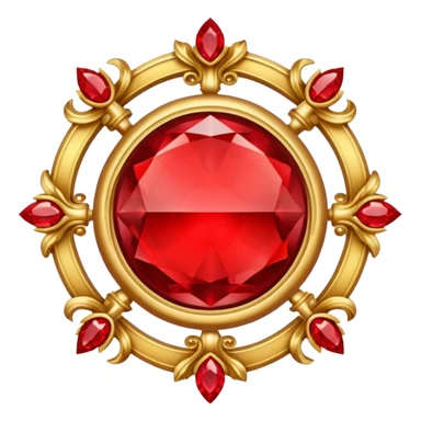 Golden circle crest with red gems sticker