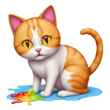 Cat that is vomiting on the floor sticker