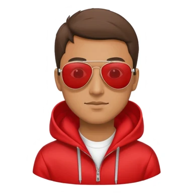 man with aviator sunglasses wearing a red hoodie sticker