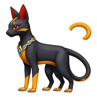 Colorful orange red black yellow Bastet-Salandit-Umbreon-Gatomon-Vernid-Protogen-Digimon-Fakémon-Pokémon-creature  (full body) sticker