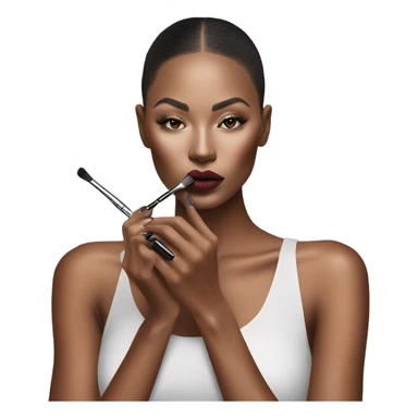 Hyper Realistic fashion model applying her make up sticker