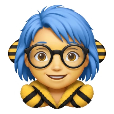bee with blue hair and spectacles sticker