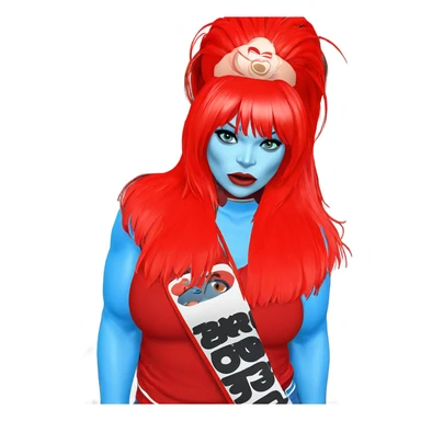 girl with blue skin indoors sticker