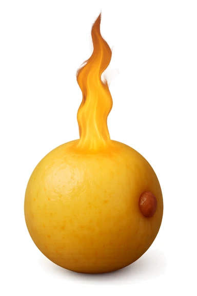 cellula di grasso (adipocita) gialla con fiamma 3d sticker