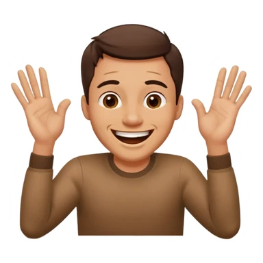 A man is laughing and knocking with both hands on the table in front of him sticker