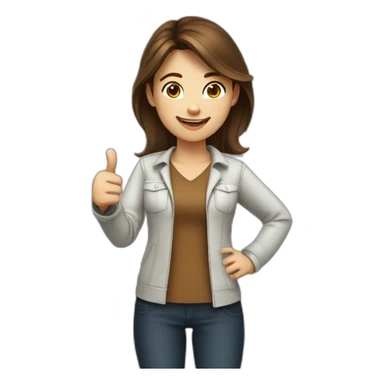 programmer girl with brown hair, thumbs up. sticker