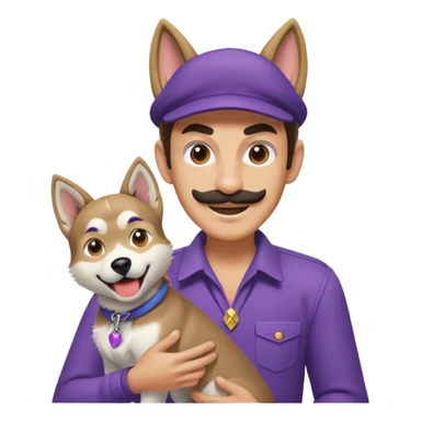 Waluigi playing with a husky  sticker
