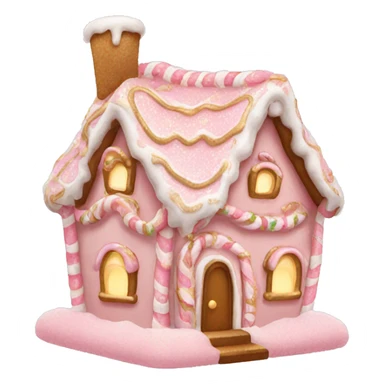 light pink gingerbread house with gold sparkles  sticker