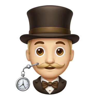 a smirking emoji with a twirly black mustache and a monocle sticker