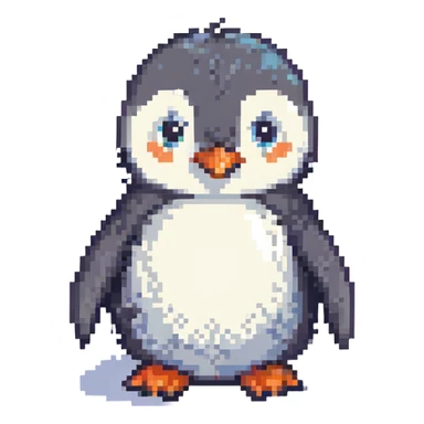 fluffy cute penguin, front view sticker
