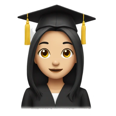 asian graduation girl with long black hair sticker