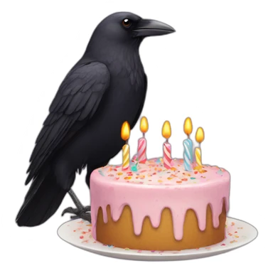 Crow with a Birthday cake sticker