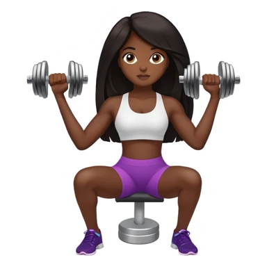 black dark girl long dark hair working out dumbbells sticker