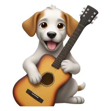 dog playing the guitar sticker
