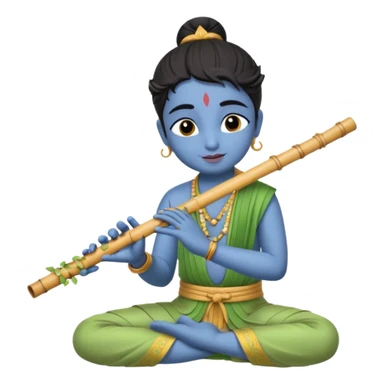 peaceful and divine Krishna playing flute sticker