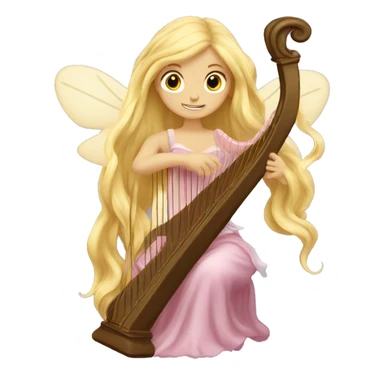 Long haired blonde fairy playing the harp sticker