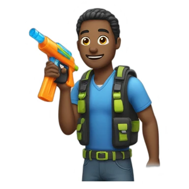 man holding water gun sticker