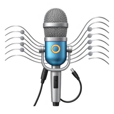 microphone with sound waves around sticker