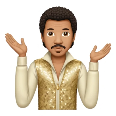 Lionel Richie with dark brown hair, cream sequin outfit  sticker