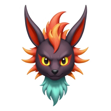 Pastel iridescent exotic colorful Darkrai-Scizor-Flareon-fusion with fiery horns and a Mohawk  sticker