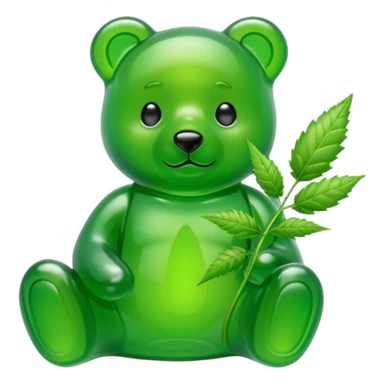 gummy bear with weed leaves inside sticker