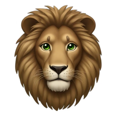 brown lion with a black  mane and green eyes sticker