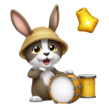 Ein Kaninchen das die Zunge rausstreckt im Cartoon Stil mit Glitzer drum herum sticker