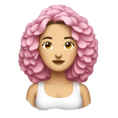 Peonies around head of a white Spanish brunette long hair chubby woman sticker