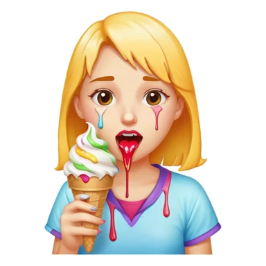 girl slurping ice cream cone  sticker